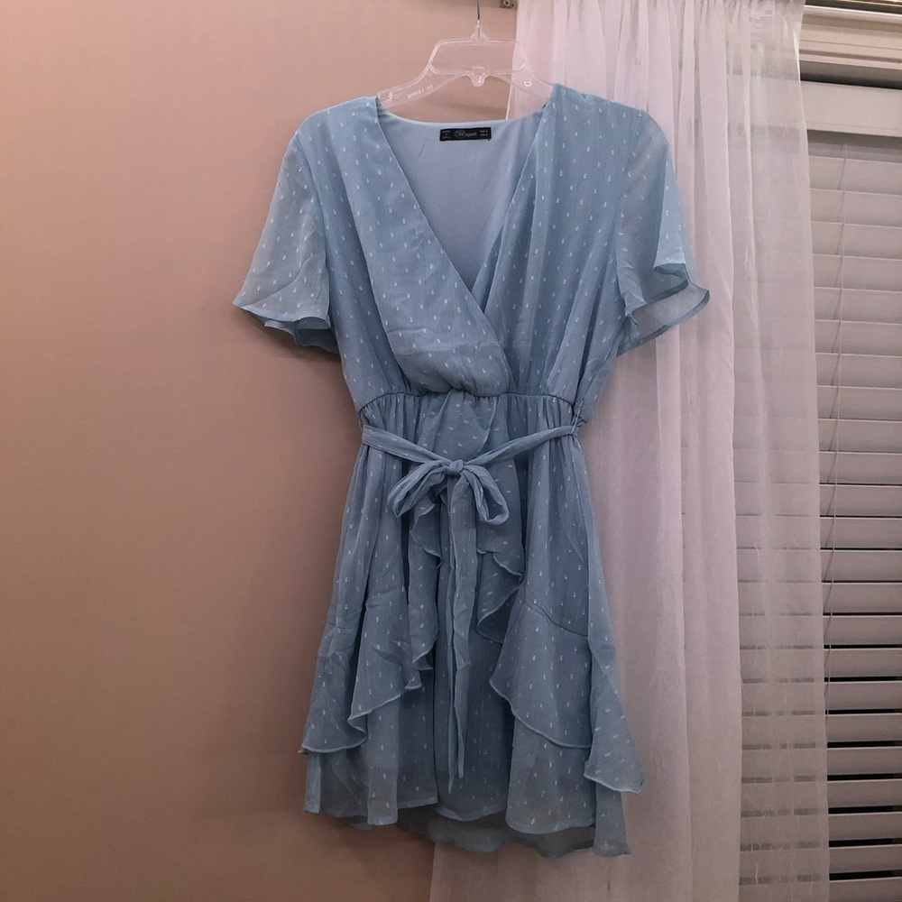 light blue vneck dress!!